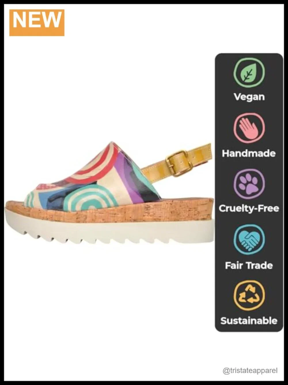 Vegan Leather Platform Wedge Sandals Women Handmade Closed Toe Slip On